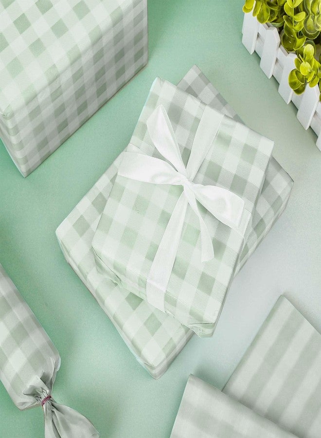 Whaline 100 Sheets Sage Green Buffalo Plaid Tissue Paper Mint Green Checkered Gift Wrapping Tissue DIY Art Craft Tissue Paper for Wedding Birthday Baby Shower Bouquet, 13.7 x 19.6 Inch - Image 3